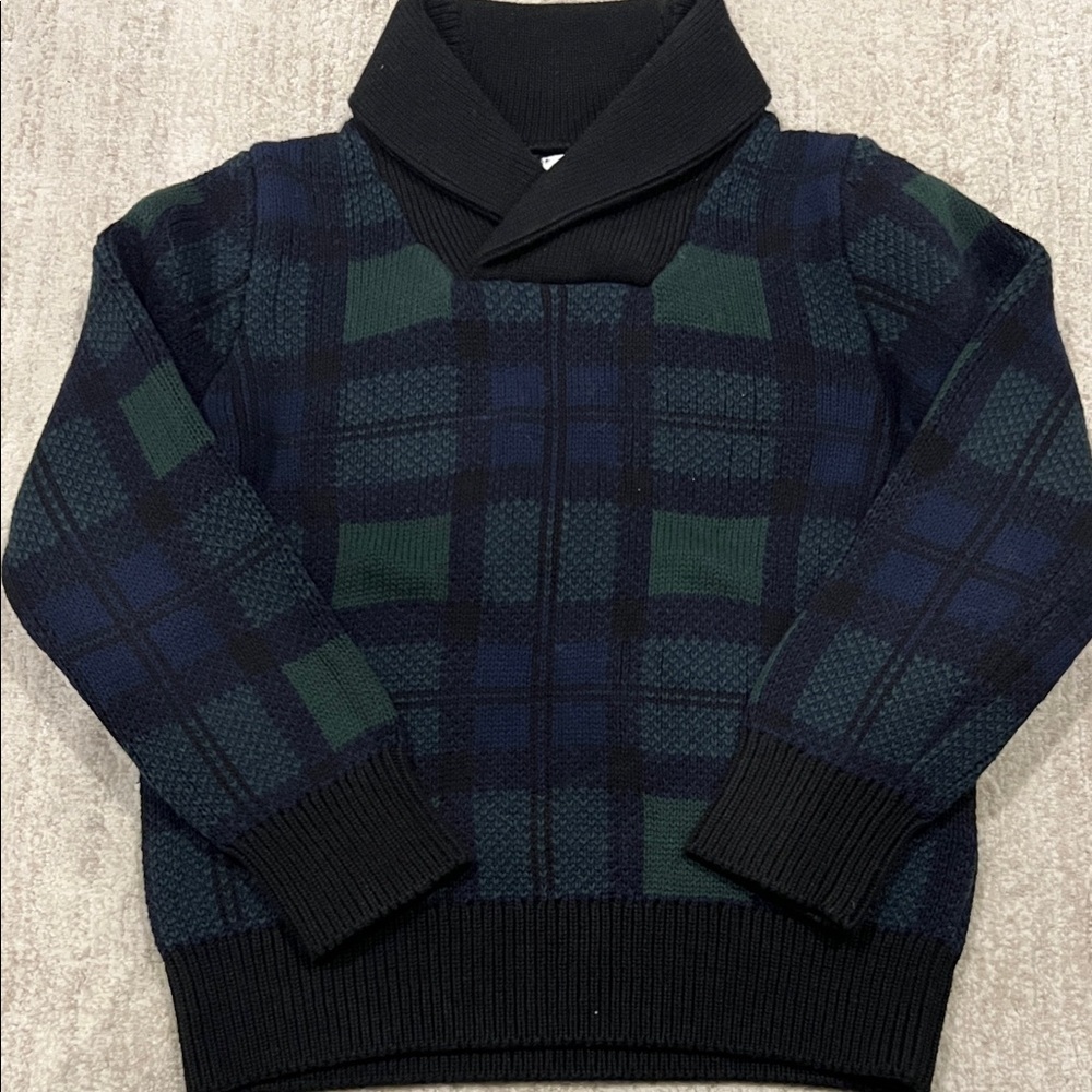 GAP Kids Plaid Sweater - Navy and Green